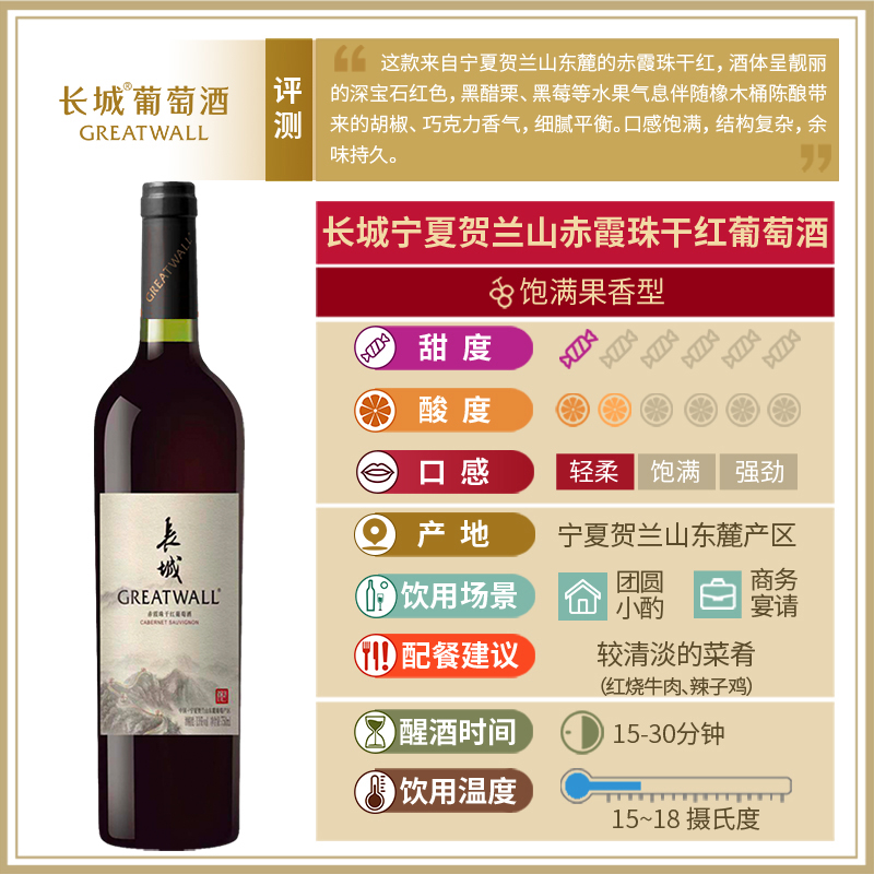 中粮长城宁夏赤霞珠干红葡萄酒750ml